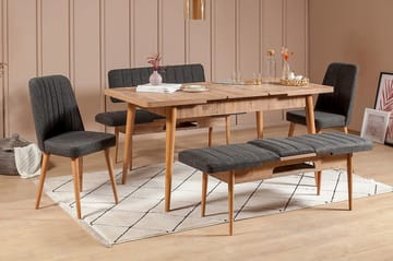 Ruokailuryhmä 5 osaa Swonger 75 cm - Puu/Luonnonväri/Antrasiitti - Huonekalut - Pöytä & ruokailuryhmä - Ruokailuryhmä