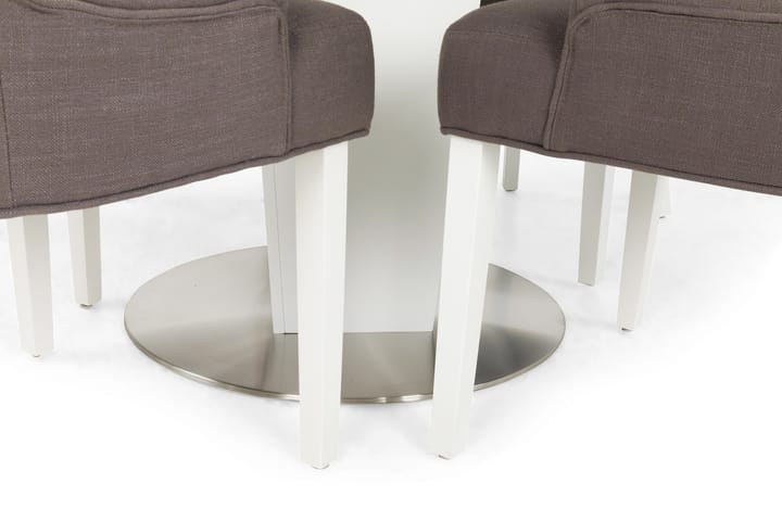 Ruokailuryhmä Blocco 120 cm Pyöreä 4 Ophelia tuolia - Valkoinen/Harmaa - Ruokailuryhmä
