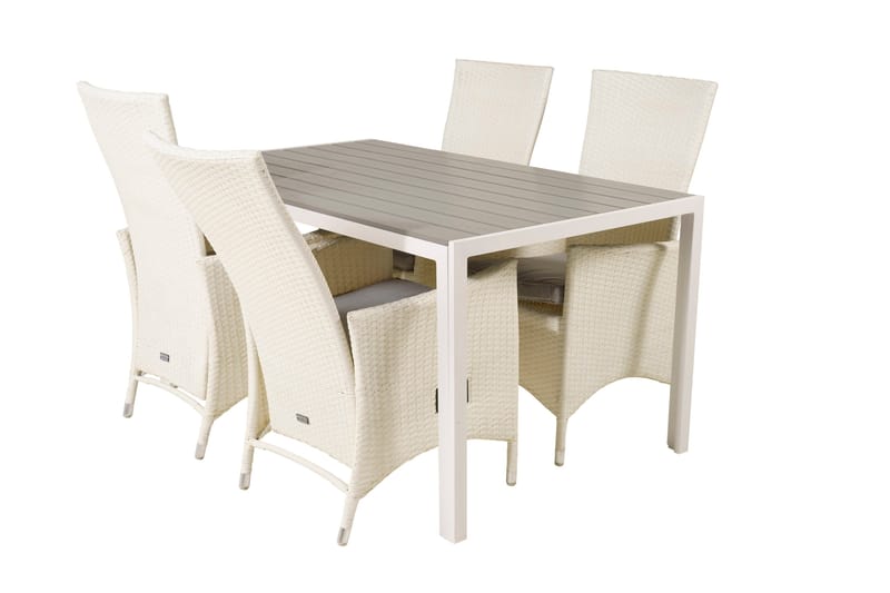 Ruokailuryhmä Buitepos + 4 Kasika Tuolia - Polywood/Valkoinen - Puutarhakalusteet - Ulkoryhmä - Ruokailuryhmät ulos