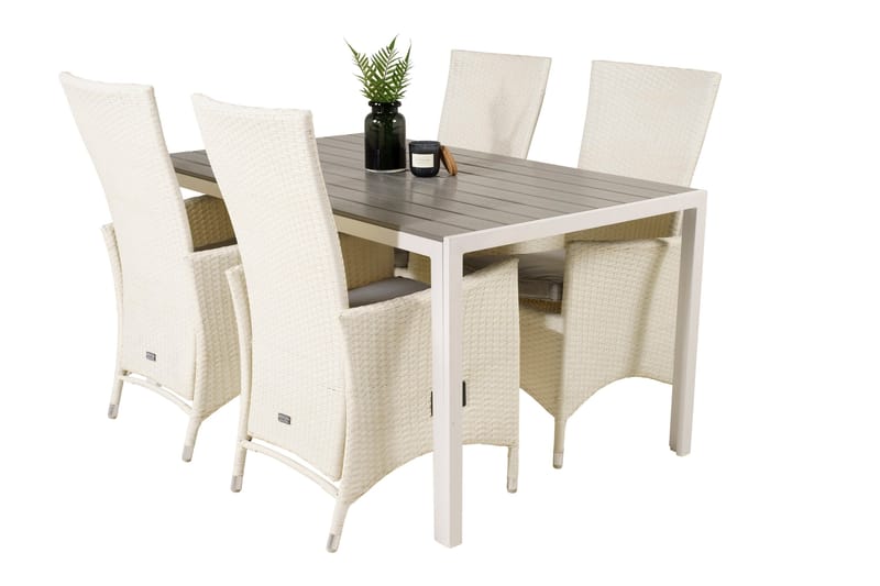 Ruokailuryhmä Buitepos + 4 Kasika Tuolia - Polywood/Valkoinen - Puutarhakalusteet - Ulkoryhmä - Ruokailuryhmät ulos