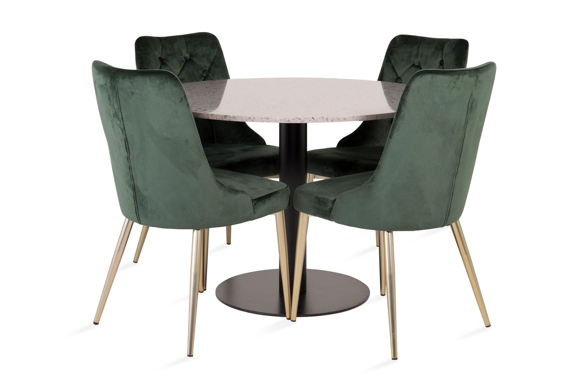 Ruokailuryhmä Chantor 106 cm 4 Chantor Luxury Velvet tuolia - Huonekalut - Pöytä & ruokailuryhmä - Ruokailuryhmä