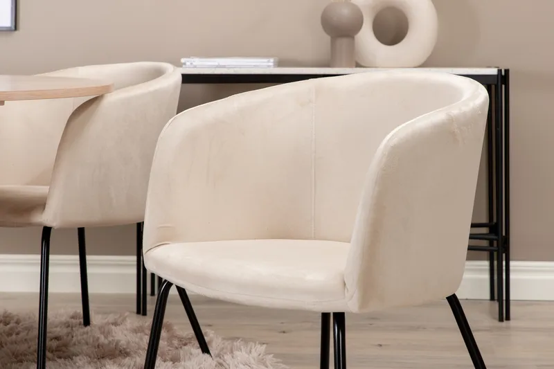 Ruokailuryhmä Cinaba 100 cm Pyöreä sis 4 Beraid tuolia - Beige/Musta - Huonekalut - Pöytä & ruokailuryhmä - Ruokailuryhmä