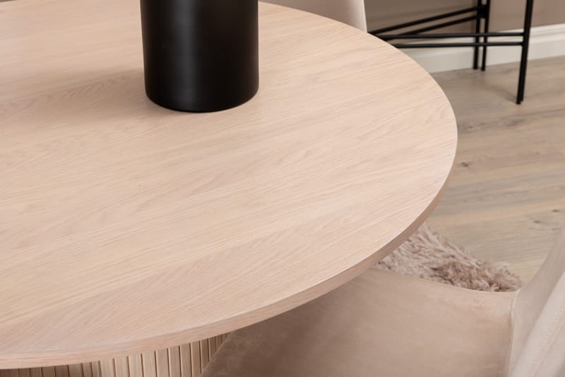 Ruokailuryhmä Cinaba 110 cm Pyöreä sis 4 Tommy tuolia - Beige/Musta - Huonekalut - Pöytä & ruokailuryhmä - Ruokailuryhmä