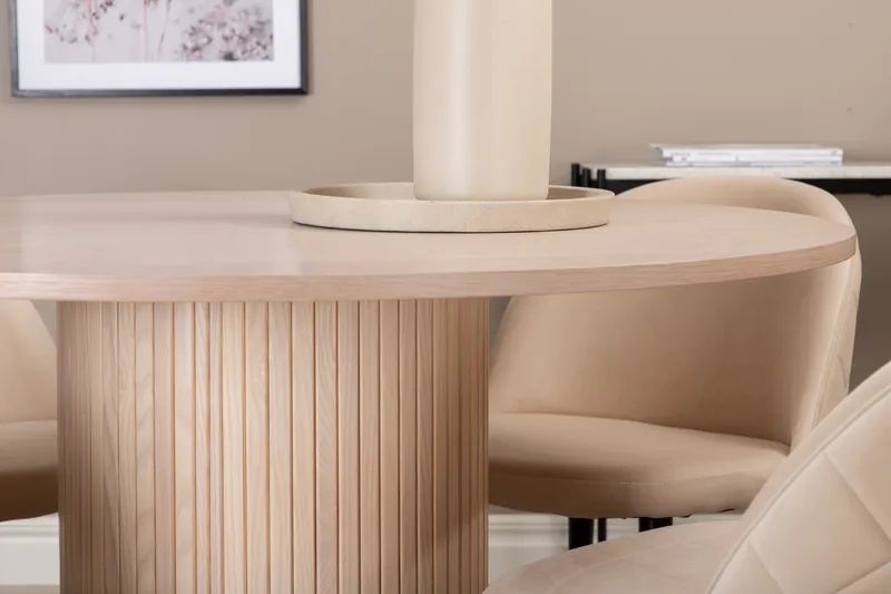 Ruokailuryhmä Cinaba 110 cm Pyöreä sis 4 Vomeli tuolia - Beige/Musta - Huonekalut - Pöytä & ruokailuryhmä - Ruokailuryhmä