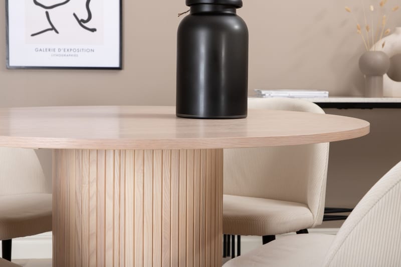 Ruokailuryhmä Cinaba 110 cm Pyöreä sis 4 Chantor tuolia - Beige/Musta - Huonekalut - Pöytä & ruokailuryhmä - Ruokailuryhmä