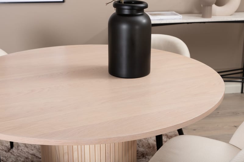 Ruokailuryhmä Cinaba 110 cm Pyöreä sis 4 Chantor tuolia - Beige/Musta - Huonekalut - Pöytä & ruokailuryhmä - Ruokailuryhmä