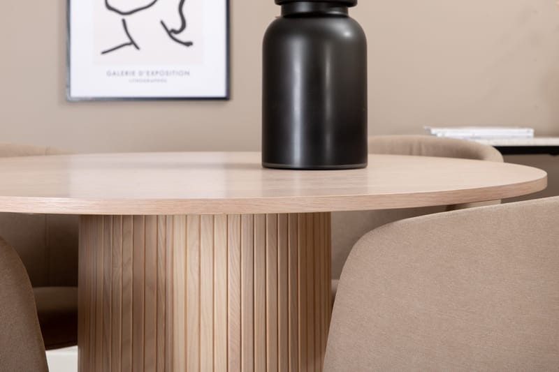 Ruokailuryhmä Cinaba 110 cm Pyöreä sis 4 Beraid tuolia - Beige / Musta - Huonekalut - Pöytä & ruokailuryhmä - Ruokailuryhmä