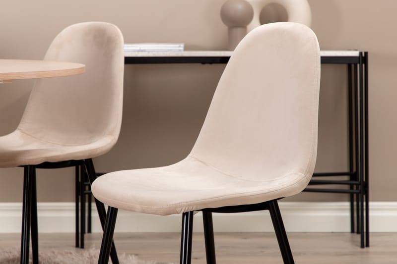 Ruokailuryhmä Cinaba 110 cm Pyöreä sis 4 Tommy tuolia - Beige/Musta - Huonekalut - Pöytä & ruokailuryhmä - Ruokailuryhmä