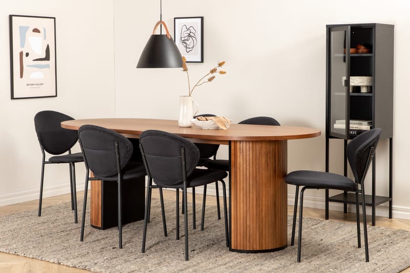 Ruokailuryhmä Cinaba 200 cm Ovaali sis. 6 Capmany tuolia, Pähkinä / musta