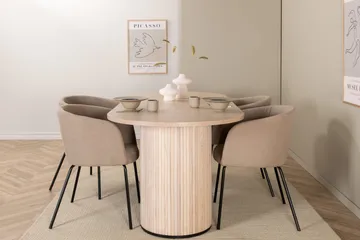 Ruokailuryhmä Cinaba 200 cm Soikea sis. 4 Beraid tuolia - Beige / Musta - Huonekalut - Pöytä & ruokailuryhmä - Ruokailuryhmä