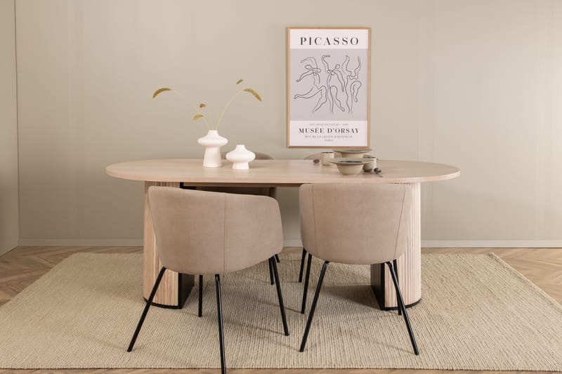 Ruokailuryhmä Cinaba 200 cm Soikea sis. 4 Beraid tuolia - Beige / Musta - Huonekalut - Pöytä & ruokailuryhmä - Ruokailuryhmä