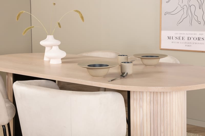 Ruokailuryhmä Cinaba 200 cm Soikea sis 4 Beraid tuolia - Beige/Musta - Huonekalut - Pöytä & ruokailuryhmä - Ruokailuryhmä