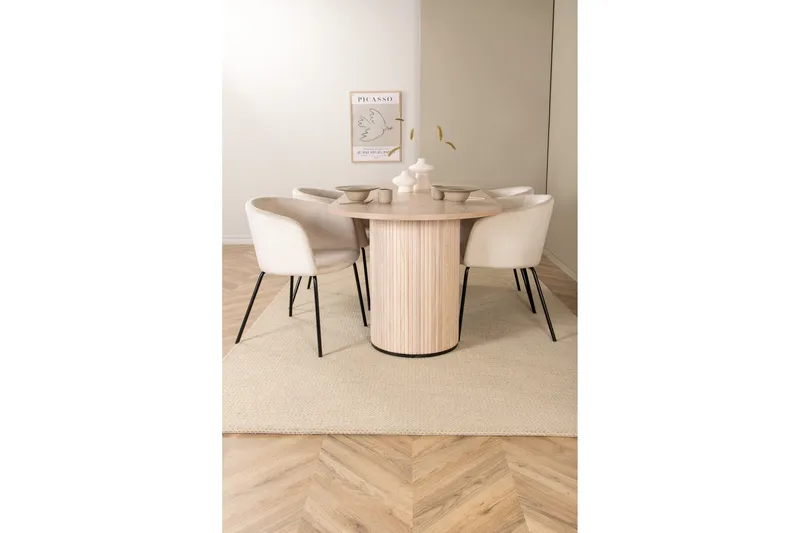 Ruokailuryhmä Cinaba 200 cm Soikea sis 4 Beraid tuolia - Beige/Musta - Huonekalut - Pöytä & ruokailuryhmä - Ruokailuryhmä