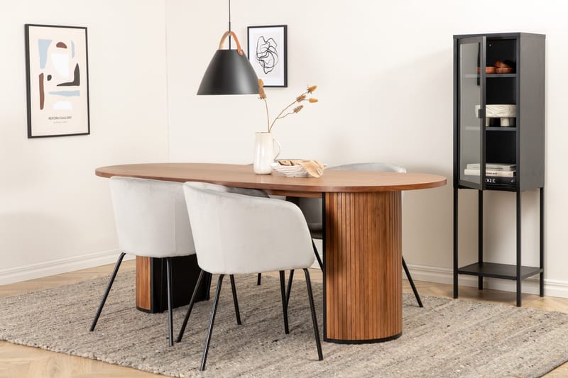 Ruokailuryhmä Cinaba 200 cm Soikea sis 4 Beraid tuolia, Pähkinänruskea/Musta/Harmaa