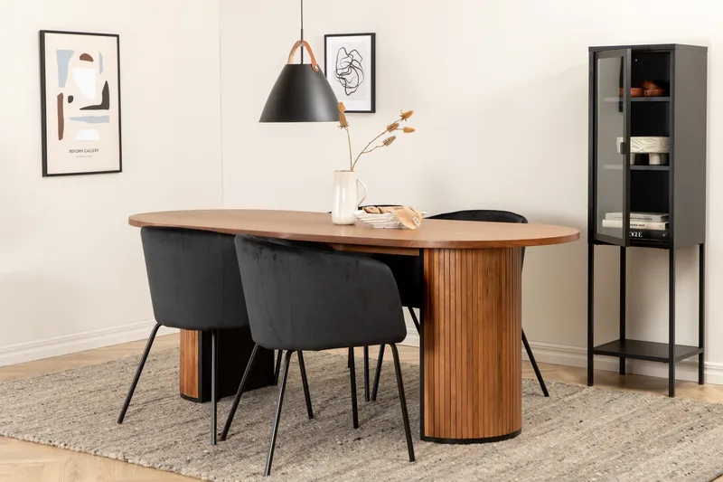 Ruokailuryhmä Cinaba 200 cm Soikea sis 4 Beraid tuolia, Pähkinänruskea/Musta