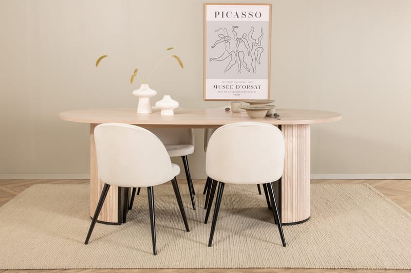 Ruokailuryhmä Cinaba 200 cm Soikea sis 4 Chantor tuolia, Beige/Musta/Beige