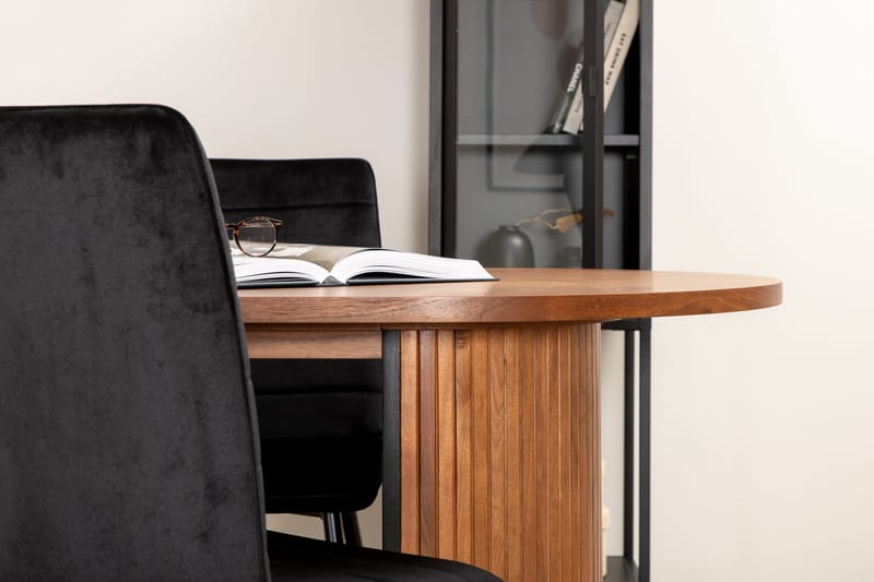 Ruokailuryhmä Cinaba 200 cm Soikea sis 4 Donmon tuolia - Pähkinänruskea/Musta - Huonekalut - Pöytä & ruokailuryhmä - Ruokailuryhmä