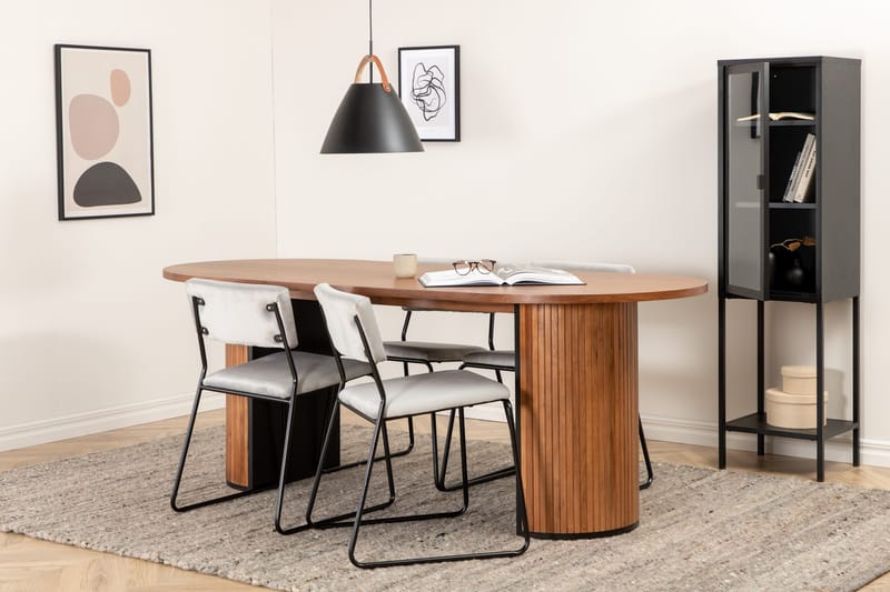 Ruokailuryhmä Cinaba 200 cm Soikea sis 4 Kenten tuolia, Pähkinänruskea/Vaaleanharmaa