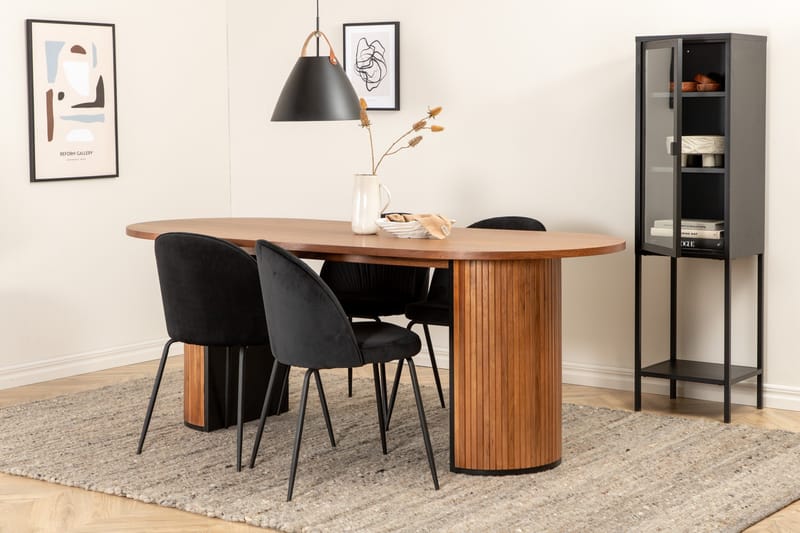 Ruokailuryhmä Cinaba 200 cm Soikea sis 4 Matanza tuolia, Pähkinänruskea/Musta