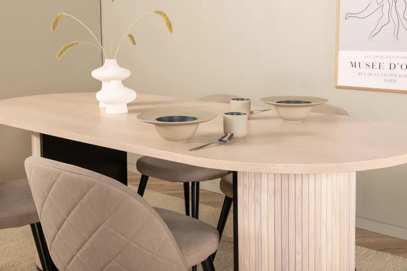 Ruokailuryhmä Cinaba 200 cm Soikea sis 4 Vomeli tuolia - Beige/Musta - Huonekalut - Pöytä & ruokailuryhmä - Ruokailuryhmä