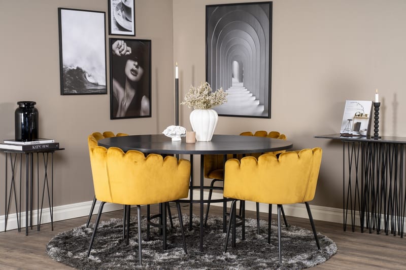 Ruokailuryhmä Copenhagen + 4 Limhamn Tuolia Keltainen - Furniture Fashion - Huonekalut - Pöytä & ruokailuryhmä - Ruokailuryhmä
