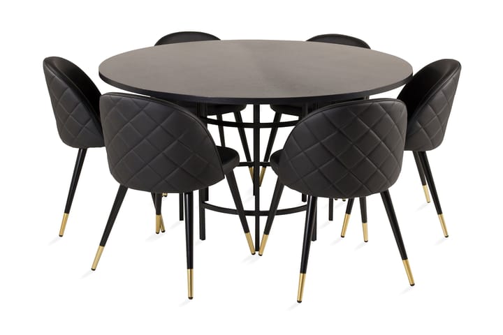 Ruokailuryhmä Copenhagen 6 Chantor tuolia Messinki/Musta - Furniture Fashion - Ruokailuryhmä