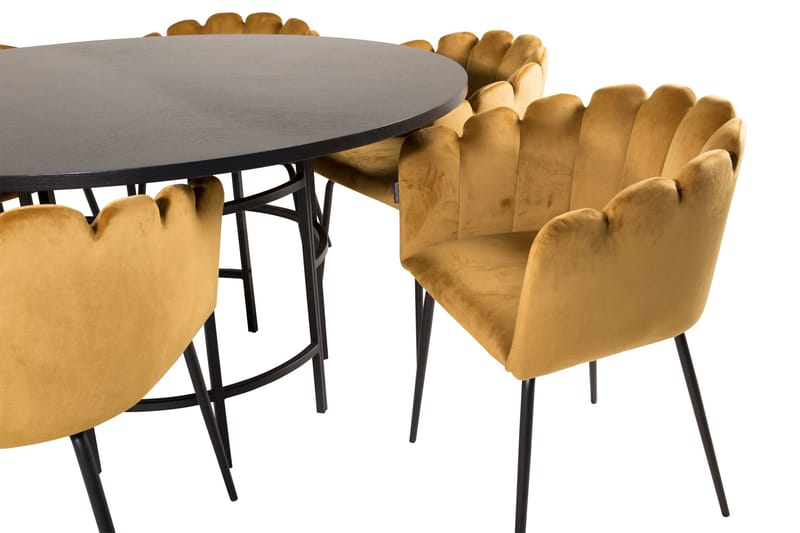 Ruokailuryhmä Copenhagen + 6 Limhamn Tuolia Keltainen - Furniture Fashion - Huonekalut - Pöytä & ruokailuryhmä - Ruokailuryhmä