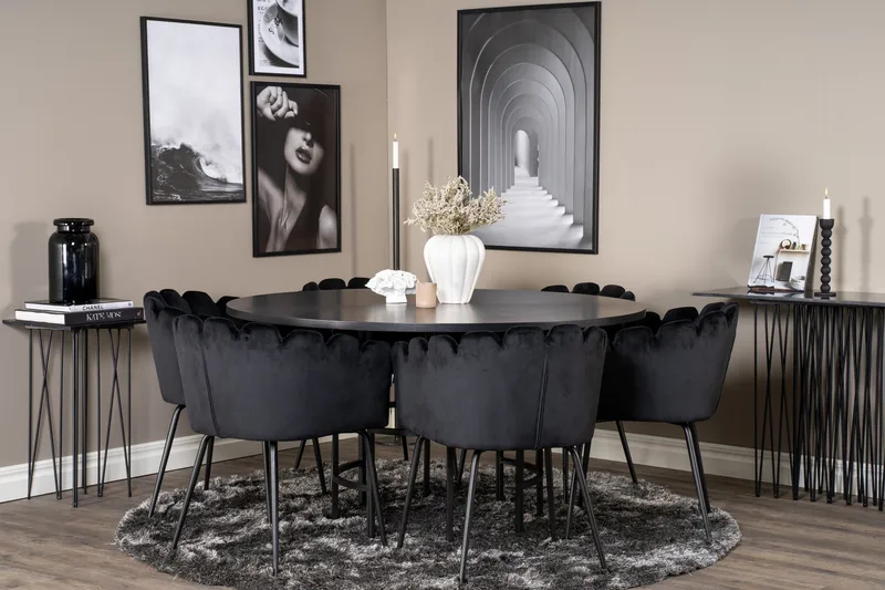 Ruokailuryhmä Copenhagen + 6 Limhamn Tuolia Musta - Furniture Fashion - Huonekalut - Pöytä & ruokailuryhmä - Ruokailuryhmä