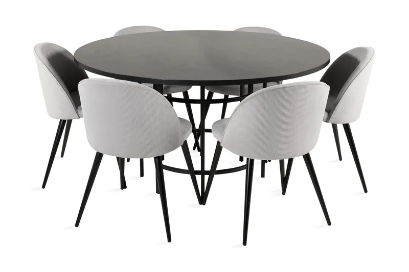 Ruokailuryhmä Copenhagen 6 Luisa ruokatuolia Harmaa/Musta, Furniture Fashion