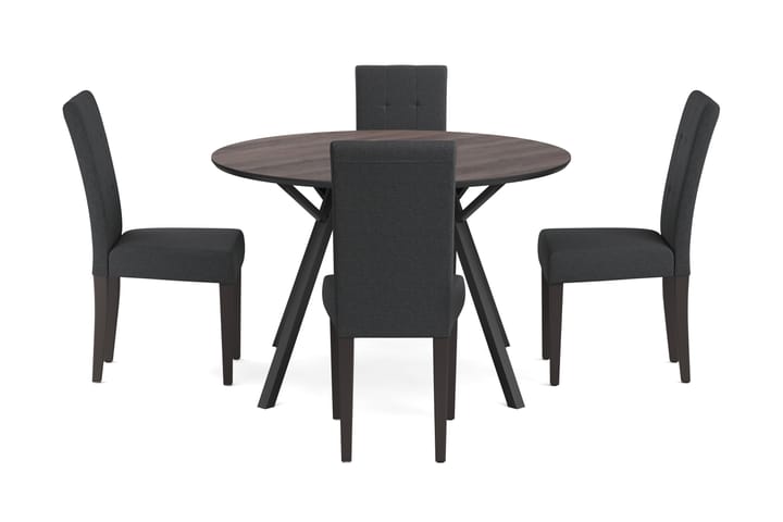Ruokailuryhmä Cress 120 cm Pyöreä sis 4 Leo tuolia - Tummanharm/Tummanruskea/Musta - Ruokailuryhmä