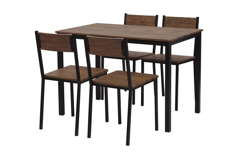 Ruokailuryhmä Crown 110 cm 4 tuolia - Tummanruskea / musta - Huonekalut - Pöytä & ruokailuryhmä - Ruokailuryhmä