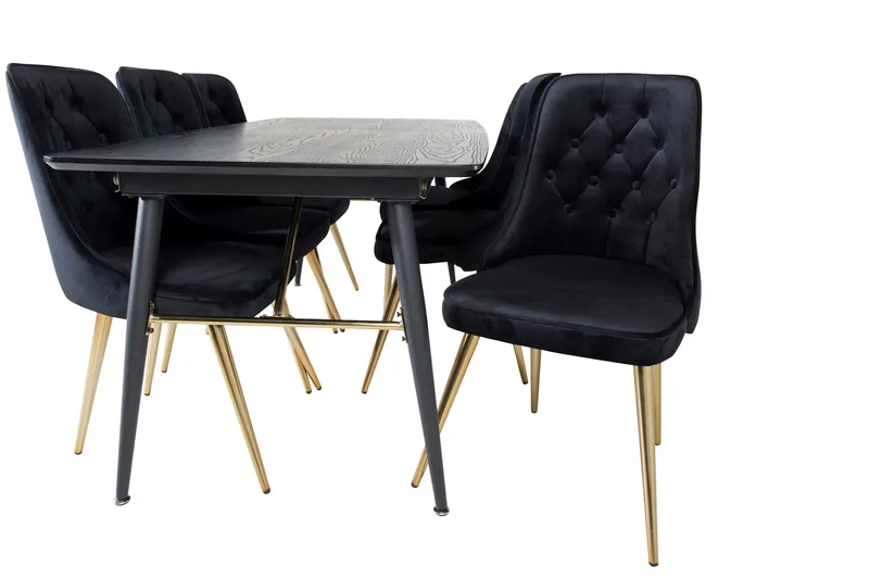 Ruokailuryhmä Deniall 180 cm 6 Luisa Lyx Samettituolia - Huonekalut - Pöytä & ruokailuryhmä - Ruokailuryhmä