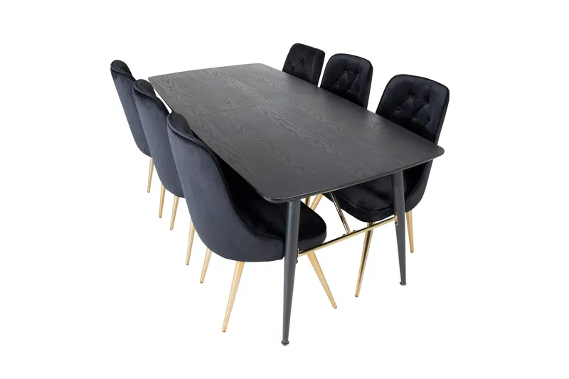 Ruokailuryhmä Deniall 180 cm 6 Luisa Lyx Samettituolia, undefined