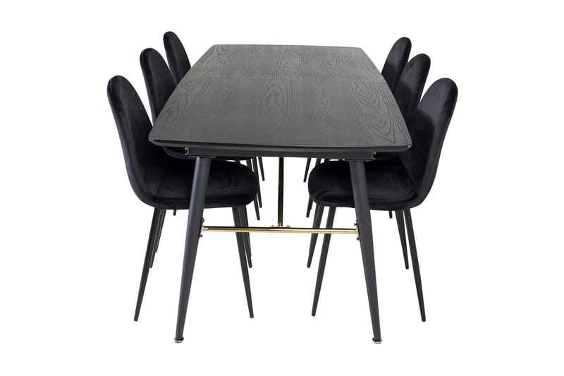 Ruokailuryhmä Deniall Jatkettava 180 cm 6 Tommy Tuolia - Musta - Huonekalut - Pöytä & ruokailuryhmä - Ruokailuryhmä