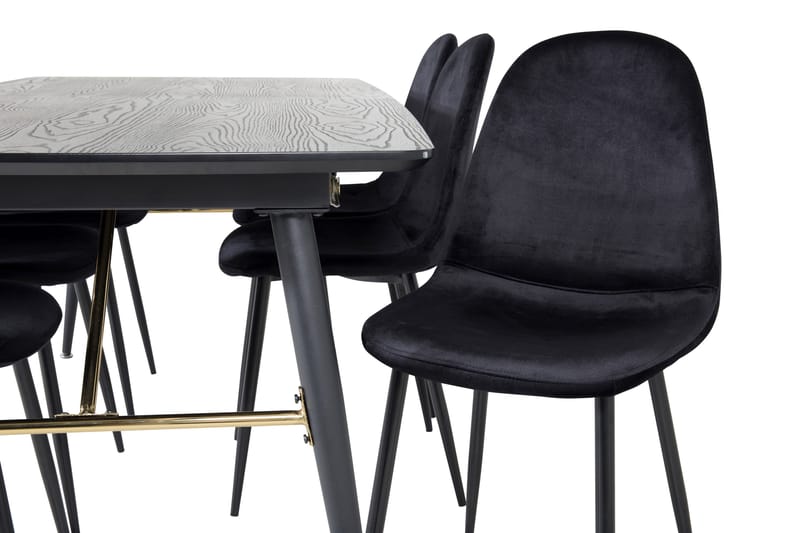Ruokailuryhmä Deniall Jatkettava 180 cm 6 Tommy Tuolia - Musta - Huonekalut - Pöytä & ruokailuryhmä - Ruokailuryhmä