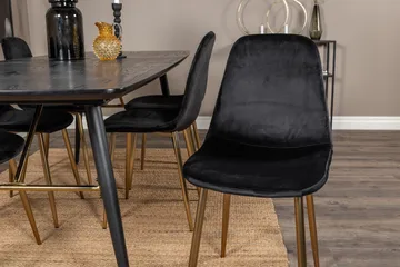 Ruokailuryhmä Deniall Jatkettava 180 cm 6 Tommy tuolia - Musta/Messinki/Sametti - Huonekalut - Pöytä & ruokailuryhmä - Ruokailuryhmä