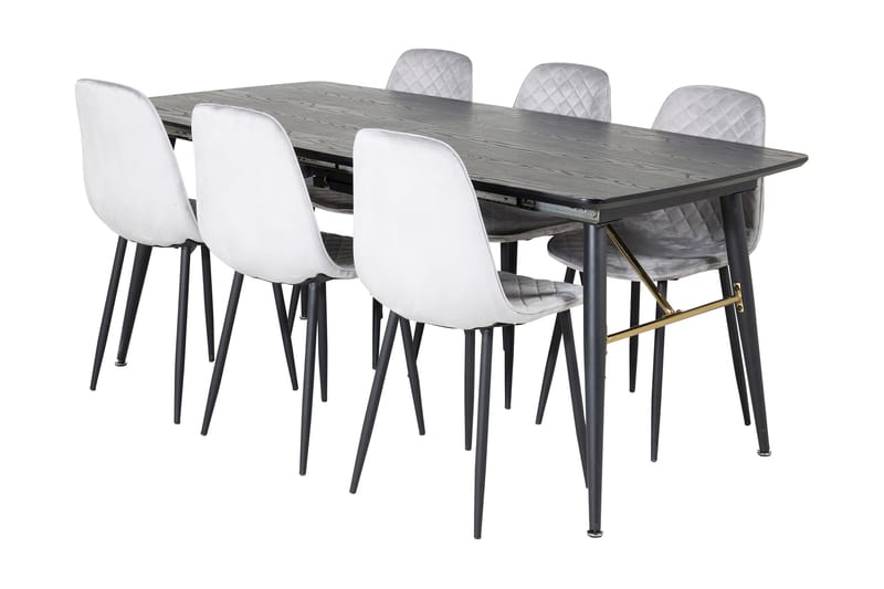 Ruokailuryhmä Deniall Jatkettava 180 cm 6 Yegua tuolia, Harmaa/Musta