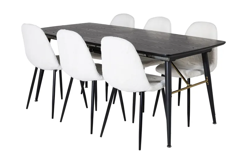 Ruokailuryhmä Deniall Jatkettava 180 cm 6 Yegua tuolia, Musta/Valkoinen