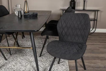 Ruokailuryhmä Deniall Jatkettava 180cm 6 Pombriego tuolia - Musta - Huonekalut - Pöytä & ruokailuryhmä - Ruokailuryhmä