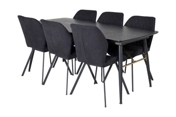 Ruokailuryhmä Deniall Jatkettava 180cm 6 Pombriego tuolia - Musta - Huonekalut - Pöytä & ruokailuryhmä - Ruokailuryhmä