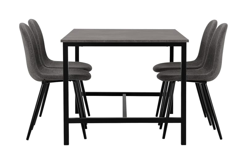 Ruokailuryhmä Evo 138 cm 4 Loanda tuolia - Betoni/Musta - Huonekalut - Pöytä & ruokailuryhmä - Ruokailuryhmä