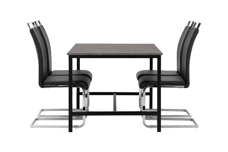 Ruokailuryhmä Evo 138 cm 4 Robledo tuolia - Betoni/Musta/PU/Kromi - Huonekalut - Pöytä & ruokailuryhmä - Ruokailuryhmä