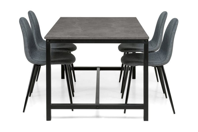 Ruokailuryhmä Evo 140 cm 4 Naira tuolia - Betoni/Musta/Harmaa - Huonekalut - Pöytä & ruokailuryhmä - Ruokailuryhmä
