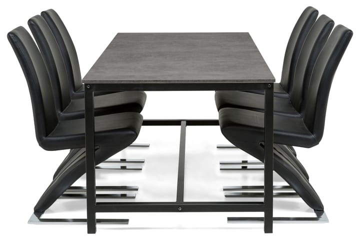 Ruokailuryhmä Evo 180 cm 6 Hugo tuolia - Musta/Harmaa - Ruokailuryhmä