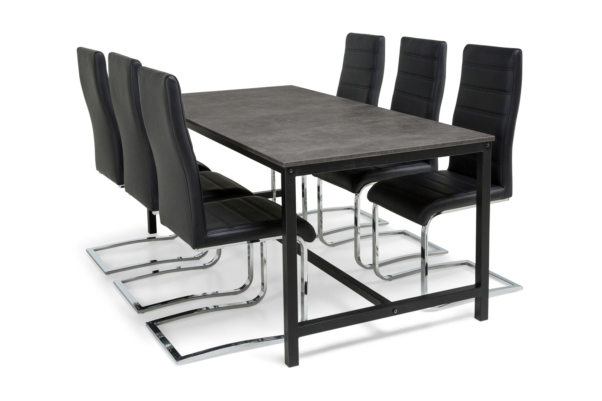 Ruokailuryhmä Evo 180 cm 6 Jack tuolia - Musta/Harmaa - Huonekalut - Pöytä & ruokailuryhmä - Ruokailuryhmä