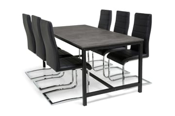 Ruokailuryhmä Evo 180 cm 6 Jack tuolia - Musta/Harmaa - Huonekalut - Pöytä & ruokailuryhmä - Ruokailuryhmä