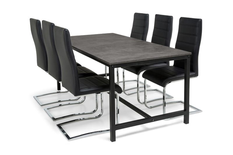 Ruokailuryhmä Evo 180 cm 6 Jack tuolia - Musta/Harmaa - Huonekalut - Pöytä & ruokailuryhmä - Ruokailuryhmä