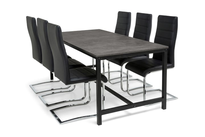 Ruokailuryhmä Evo 180 cm 6 Jack tuolia - Musta/Harmaa - Ruokailuryhmä
