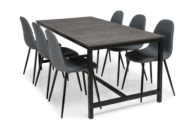 Ruokailuryhmä Evo 180 cm 6 Naira tuolia - Vaaleanharmaa/Tummanharmaa - Huonekalut - Pöytä & ruokailuryhmä - Ruokailuryhmä