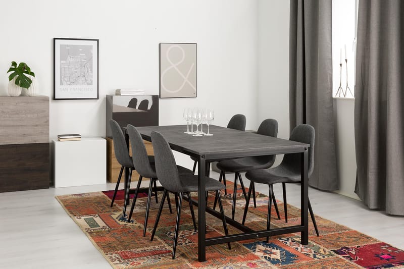 Ruokailuryhmä Evo 180 cm 6 Naira tuolia - Vaaleanharmaa/Tummanharmaa - Huonekalut - Pöytä & ruokailuryhmä - Ruokailuryhmä